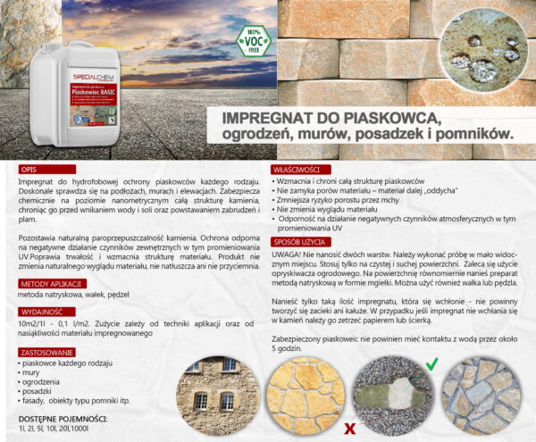 Zestaw do Piaskowca - czyszczenie + impregnat SPECIALCHEM - obrazek 2