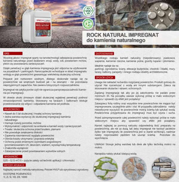 Płyn do zabezpieczania kamienia naturalnego Specialchem ROCK NATURAL - obrazek 2