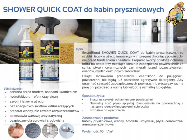 Impregnat do kabin prysznicowych SMARTBLOND® SHOWER QUICK COAT - obrazek 2