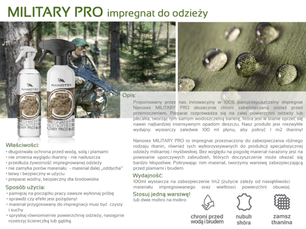 Impregnat do odzieży i butów military pro NanoTex - obrazek 4