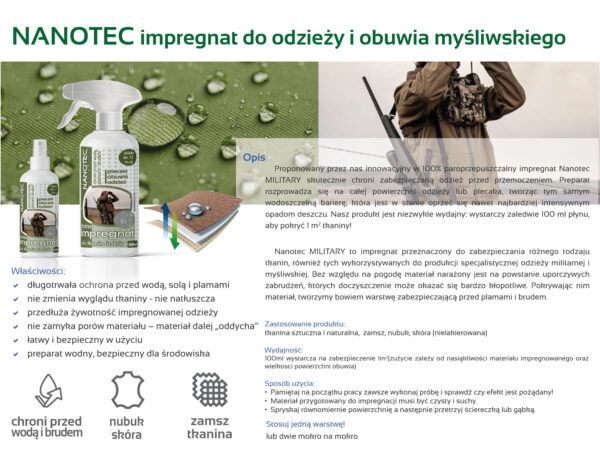 Impregnat do odzieży i obuwia myśliwskiego NanoTec - obrazek 2