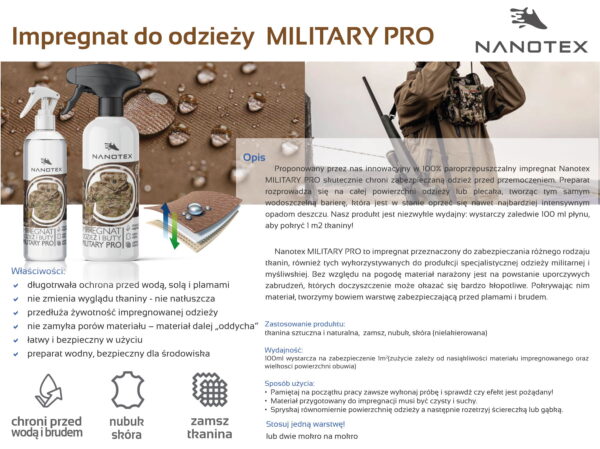 Impregnat do odzieży i butów military pro NanoTex - obrazek 3