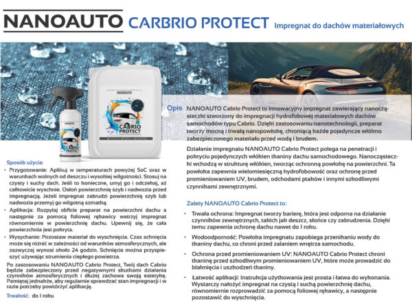 NANOAUTO CABRIO PROTECT impregnat dachów cabrio - obrazek 5