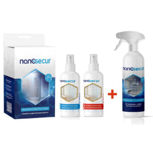 Zestaw do kabin prysznicowych NANOSECUR shower kit + płyn do czyszczenia kabin prysznicnicowych