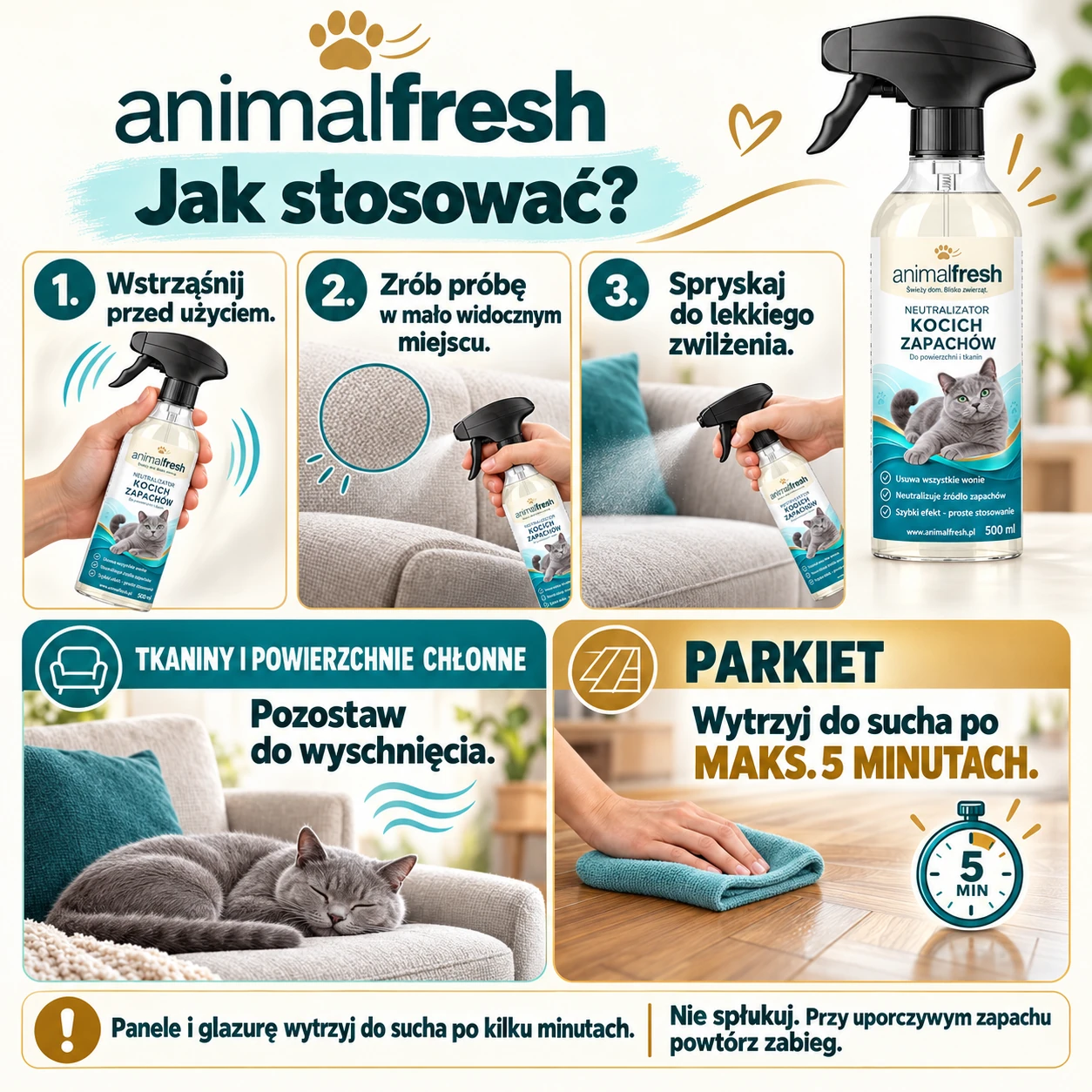 ANIMAL FRESH – instrukcja aplikacji po rozcieńczeniu koncentratu